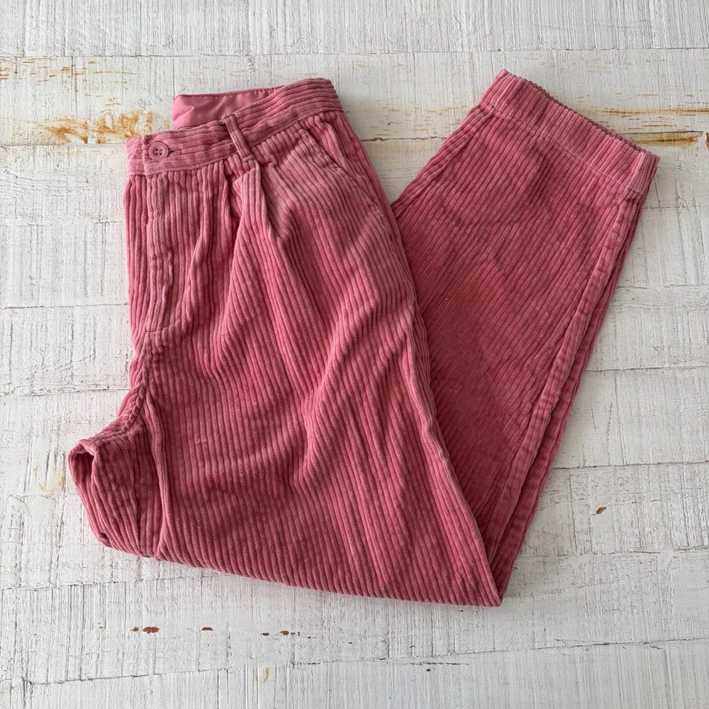 Rowing Blazers x Target size 6 Pink Corduroy Ankle Pants Pleated Wide Wale - Picture 2 of 12